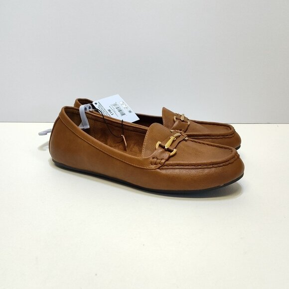 Aerosoles Buckle Loafer Day Drive Moccasin 11W Cognac Flexible Diamond Outsole - Picture 2 of 9